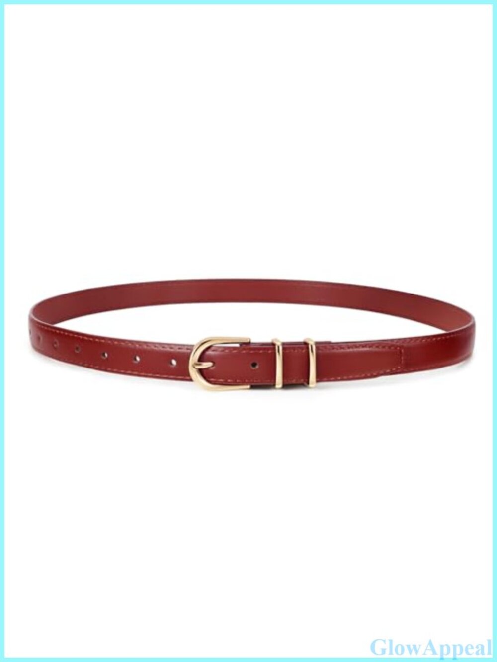 Skinny Faux Leather Women's Belt with Gold Single Prong Buckle